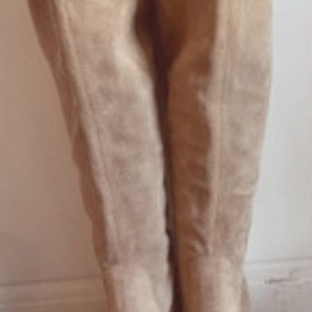 Michael Kors Tan Suede Knee high boots stacked heel 11